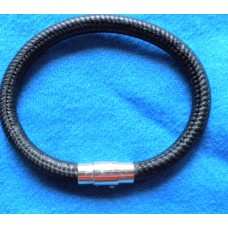 Handmade Black Plain Leather 6mm Bracelet.